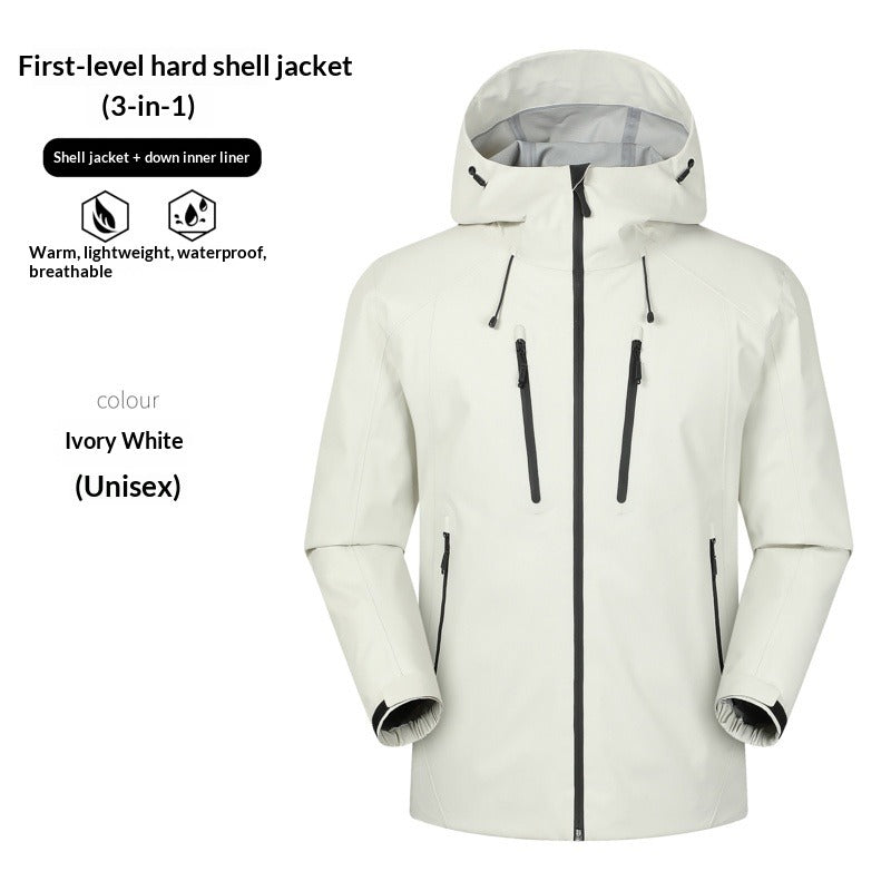 Men's 3-in-1 Jacket | 90% White Duck Down or Polar Fleece Liner | Windproof, Waterproof & Warm | Hiking & Skiing Coat