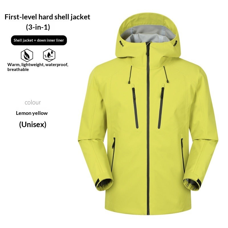 Men's 3-in-1 Jacket | 90% White Duck Down or Polar Fleece Liner | Windproof, Waterproof & Warm | Hiking & Skiing Coat