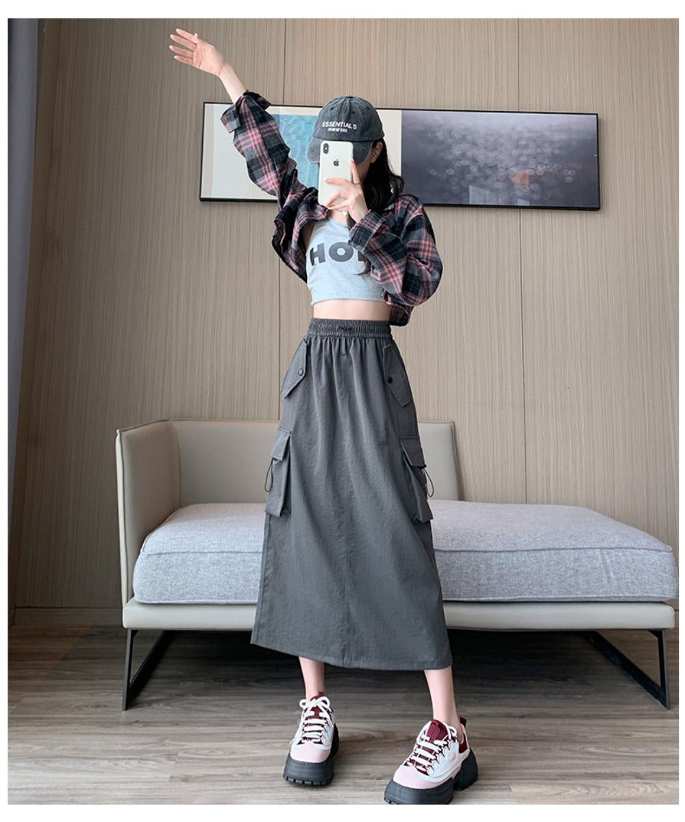 Women's High-Waist Cargo Skirt