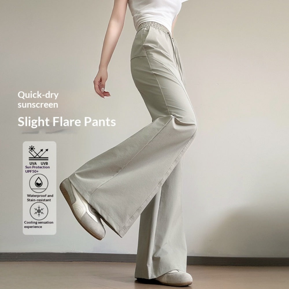 Women's Ice-Silk Slight Flare Pants