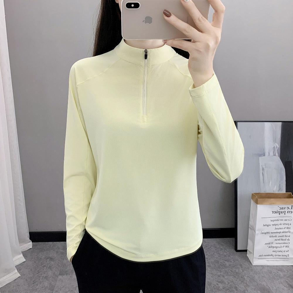 Women's Ice Silk Half-Zip Quick-Dry Top