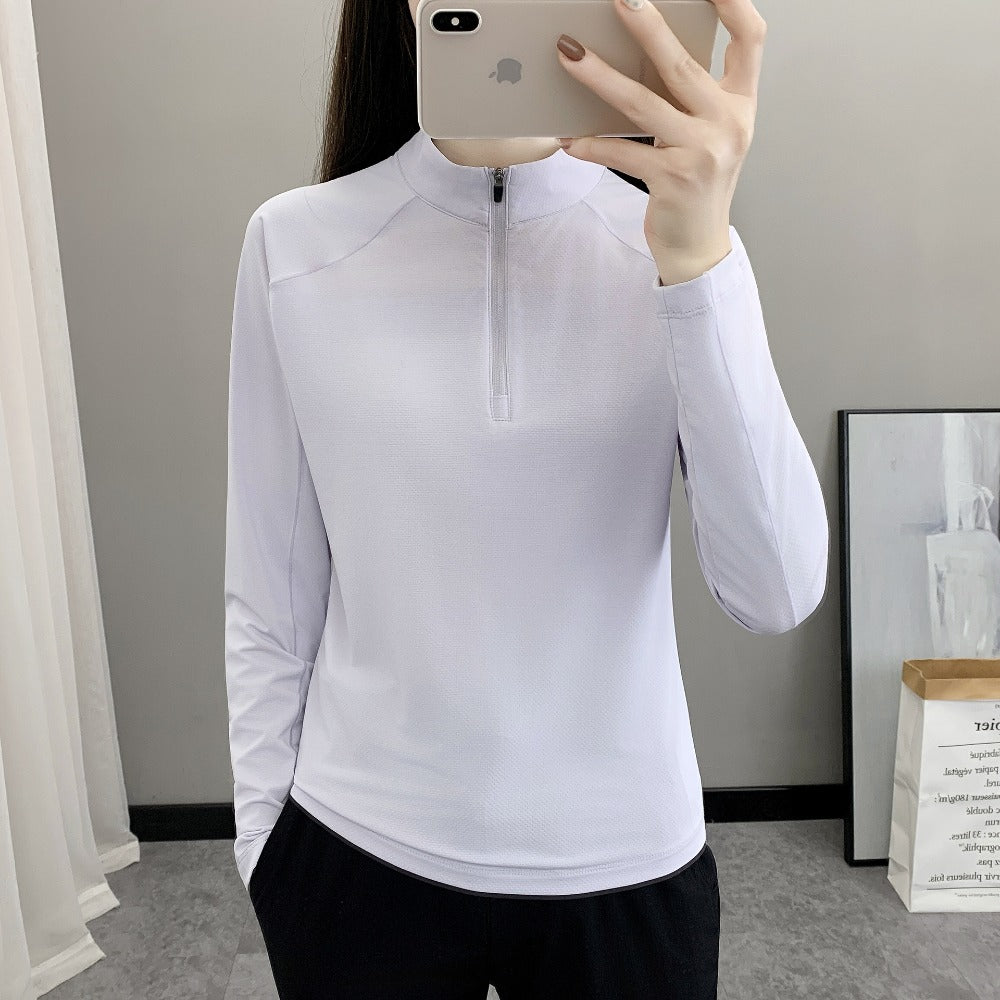 Women's Ice Silk Half-Zip Quick-Dry Top
