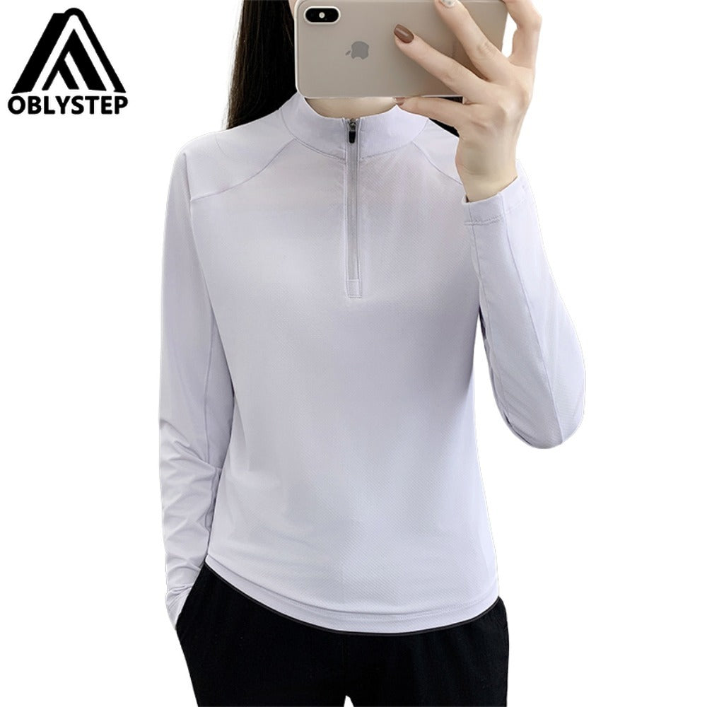 Women's Ice Silk Half-Zip Quick-Dry Top