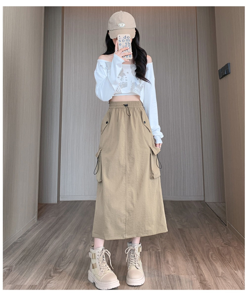 Women's High-Waist Cargo Skirt