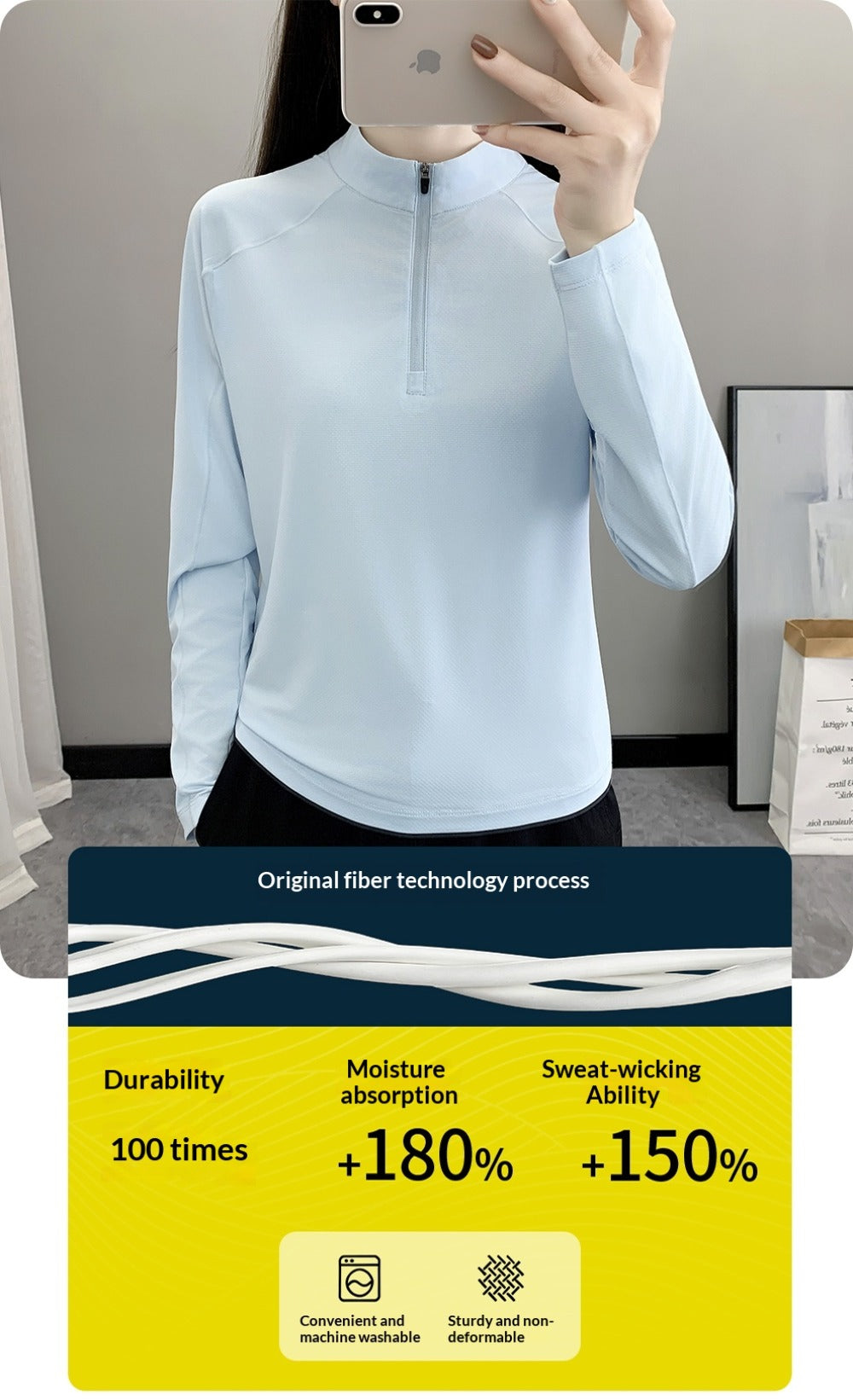 Women's Ice Silk Half-Zip Quick-Dry Top
