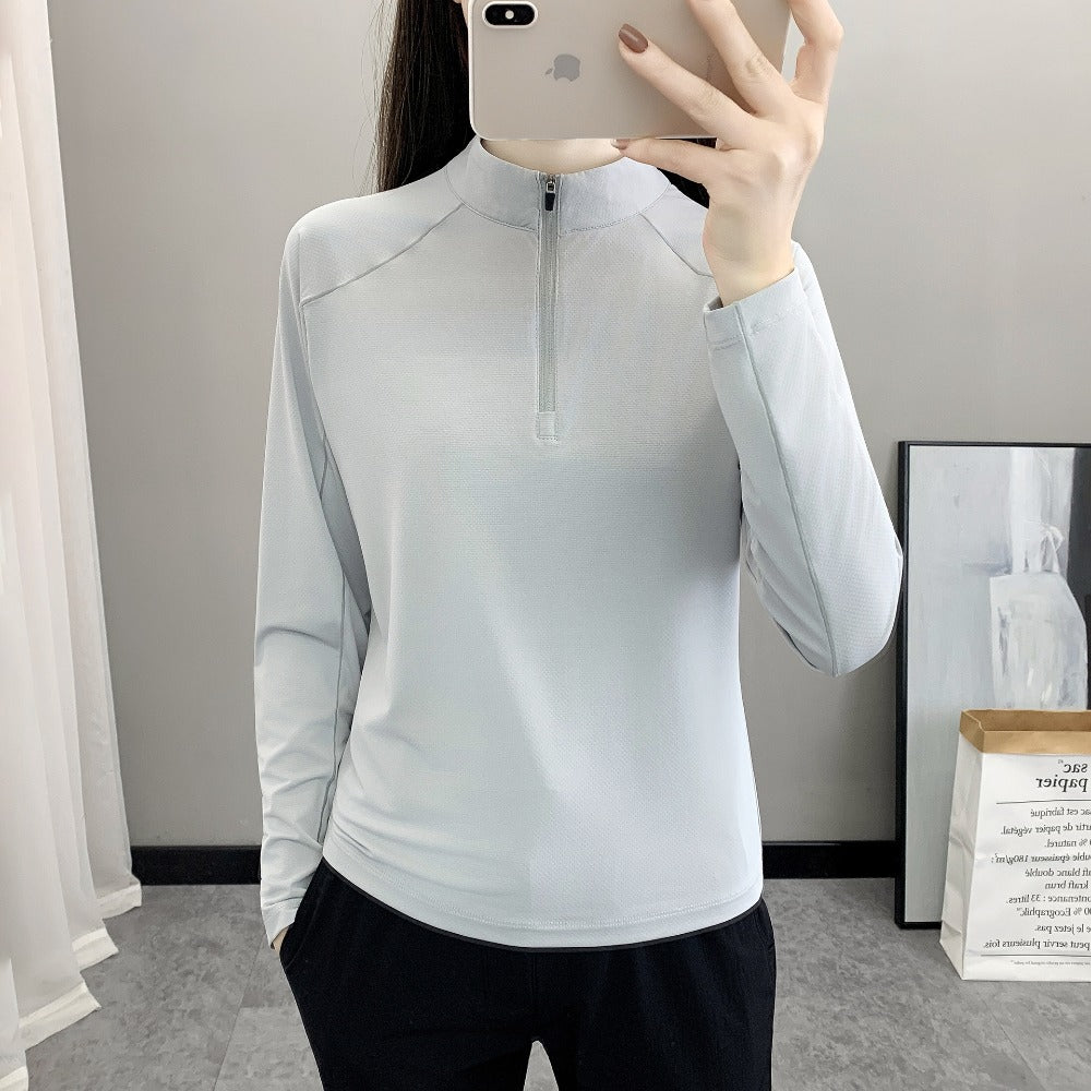 Women's Ice Silk Half-Zip Quick-Dry Top