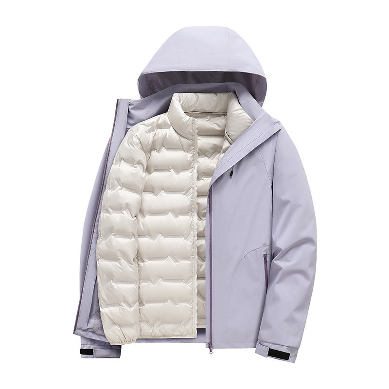 Men's 3-in-1 Down Jacket | 90% White Duck Down Liner | Windproof Waterproof Warm | Hiking & Skiing