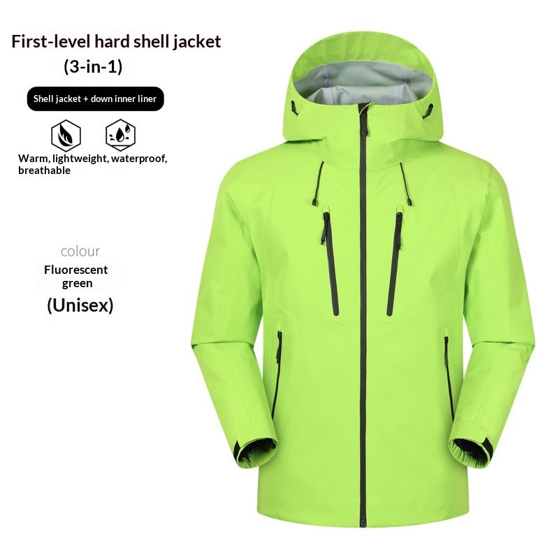 Men's 3-in-1 Jacket | 90% White Duck Down or Polar Fleece Liner | Windproof, Waterproof & Warm | Hiking & Skiing Coat