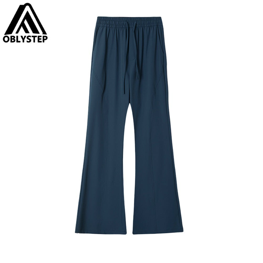 Women's Ice-Silk Slight Flare Pants