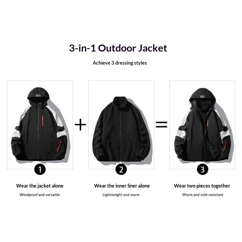 Family Matching 3-in-1 Jacket | Fleece Liner, Windproof & Waterproof | Men Women Hiking Skiing Winter Coat