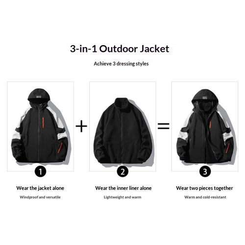 Family Matching 3-in-1 Jacket | Fleece Liner, Windproof & Waterproof | Men Women Hiking Skiing Winter Coat