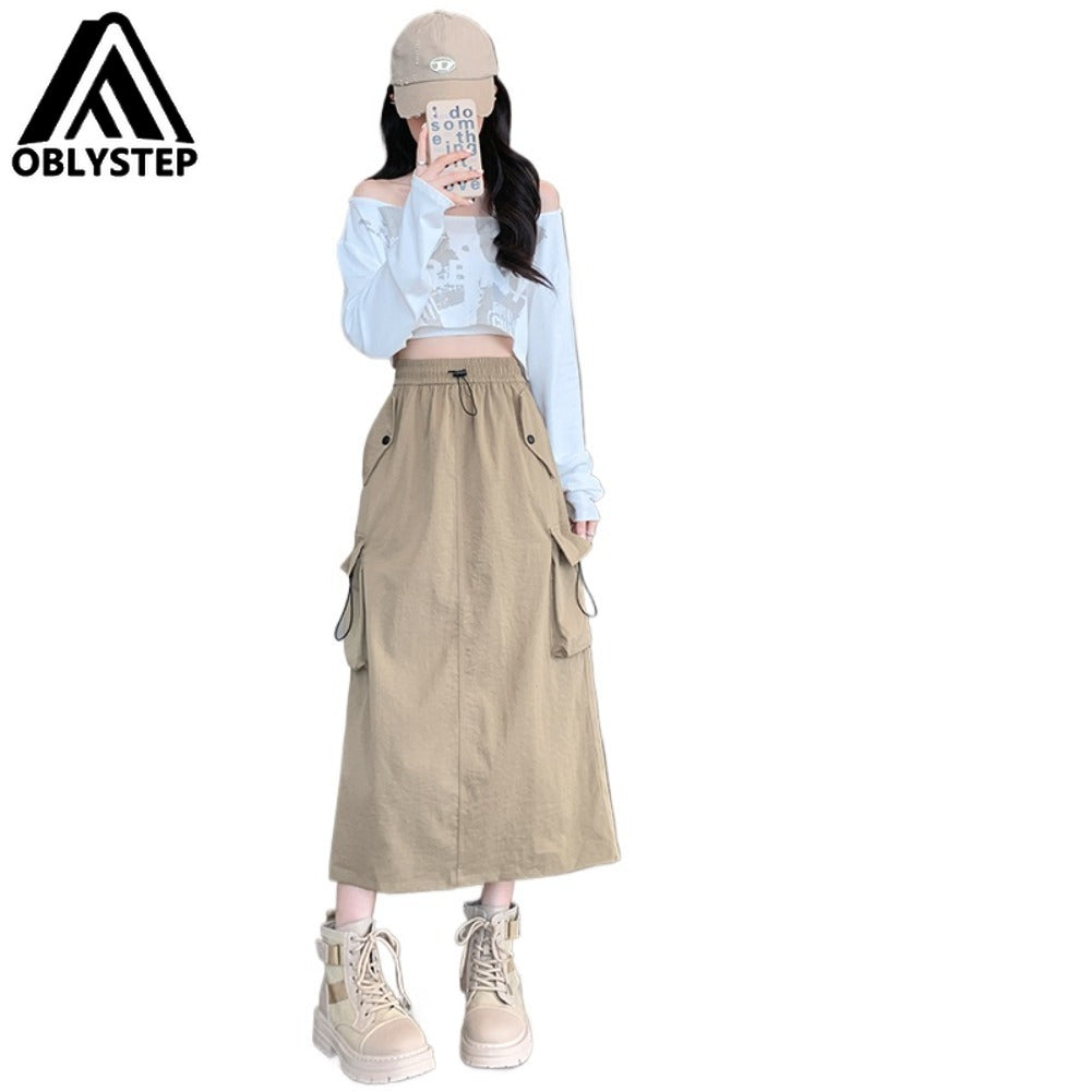 Women's High-Waist Cargo Skirt