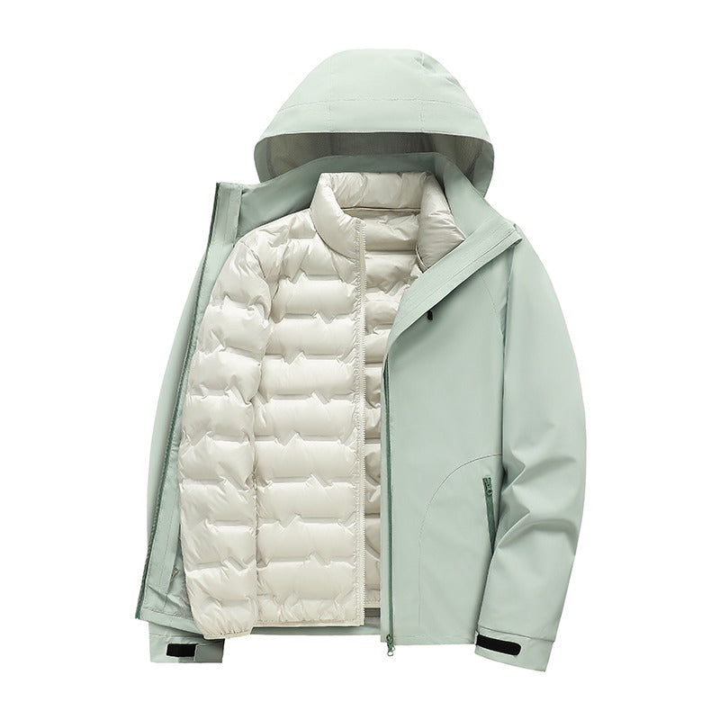 Men's 3-in-1 Down Jacket | 90% White Duck Down Liner | Windproof Waterproof Warm | Hiking & Skiing