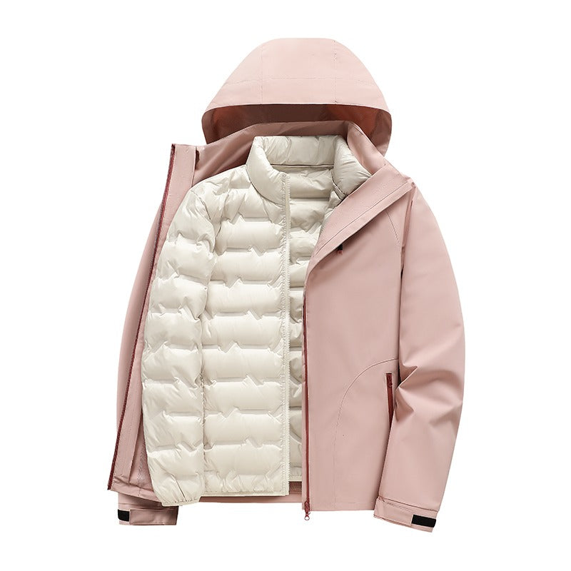Men's 3-in-1 Down Jacket | 90% White Duck Down Liner | Windproof Waterproof Warm | Hiking & Skiing
