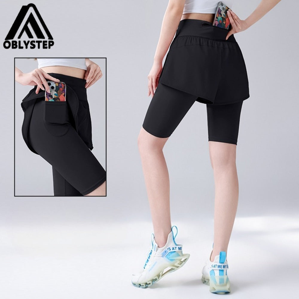 Women's Faux 2-in-1 Capri Pants