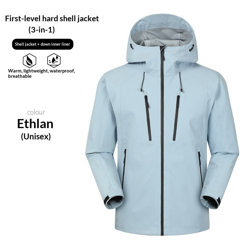 Men's 3-in-1 Jacket | 90% White Duck Down or Polar Fleece Liner | Windproof, Waterproof & Warm | Hiking & Skiing Coat