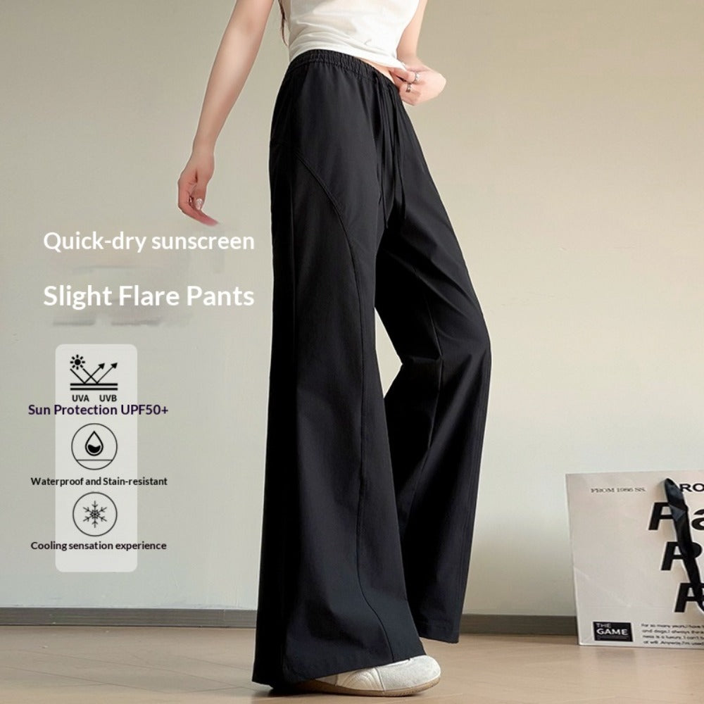 Women's Ice-Silk Slight Flare Pants