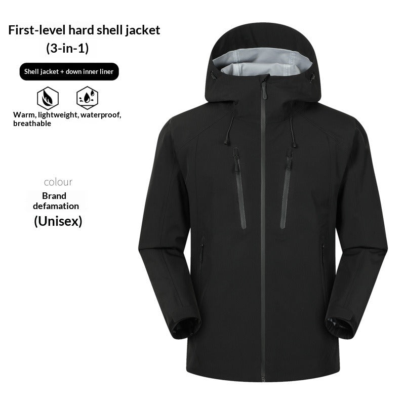 Men's 3-in-1 Jacket | 90% White Duck Down or Polar Fleece Liner | Windproof, Waterproof & Warm | Hiking & Skiing Coat