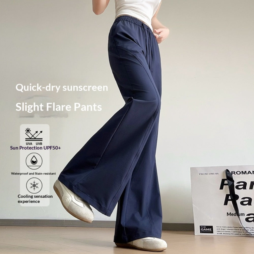 Women's Ice-Silk Slight Flare Pants