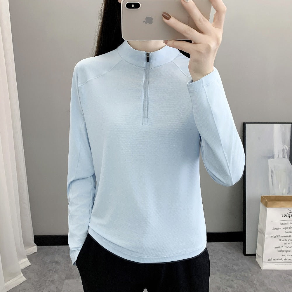 Women's Ice Silk Half-Zip Quick-Dry Top
