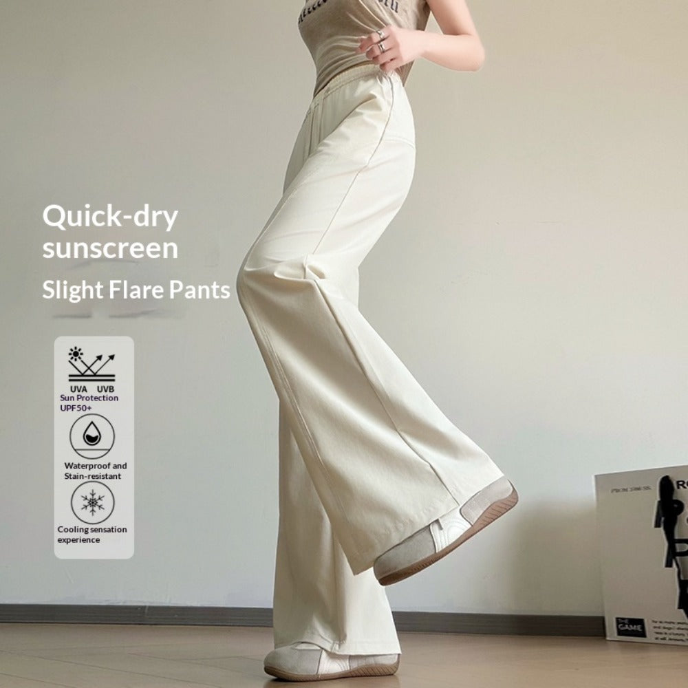 Women's Ice-Silk Slight Flare Pants