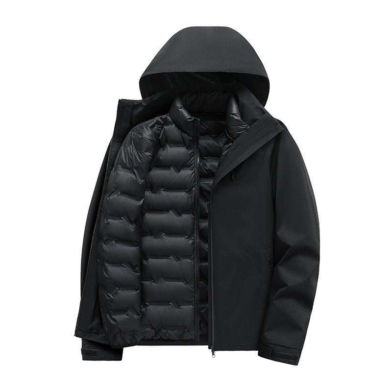 Men's 3-in-1 Down Jacket | 90% White Duck Down Liner | Windproof Waterproof Warm | Hiking & Skiing